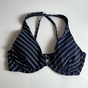 Athleta Navy Striped Halter Bikini Top